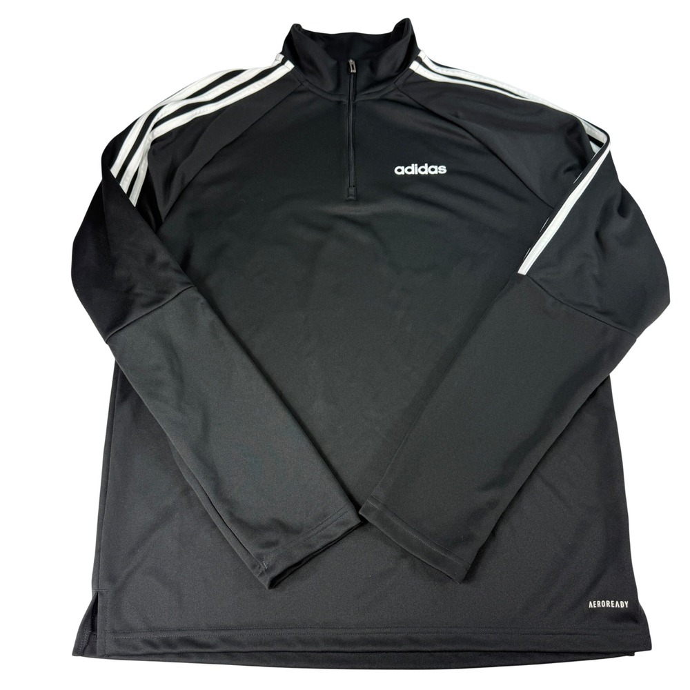 Adidas Mens Large Sereno Training Top Black Aeroready 3 Stripe Soccer‎ Athletic